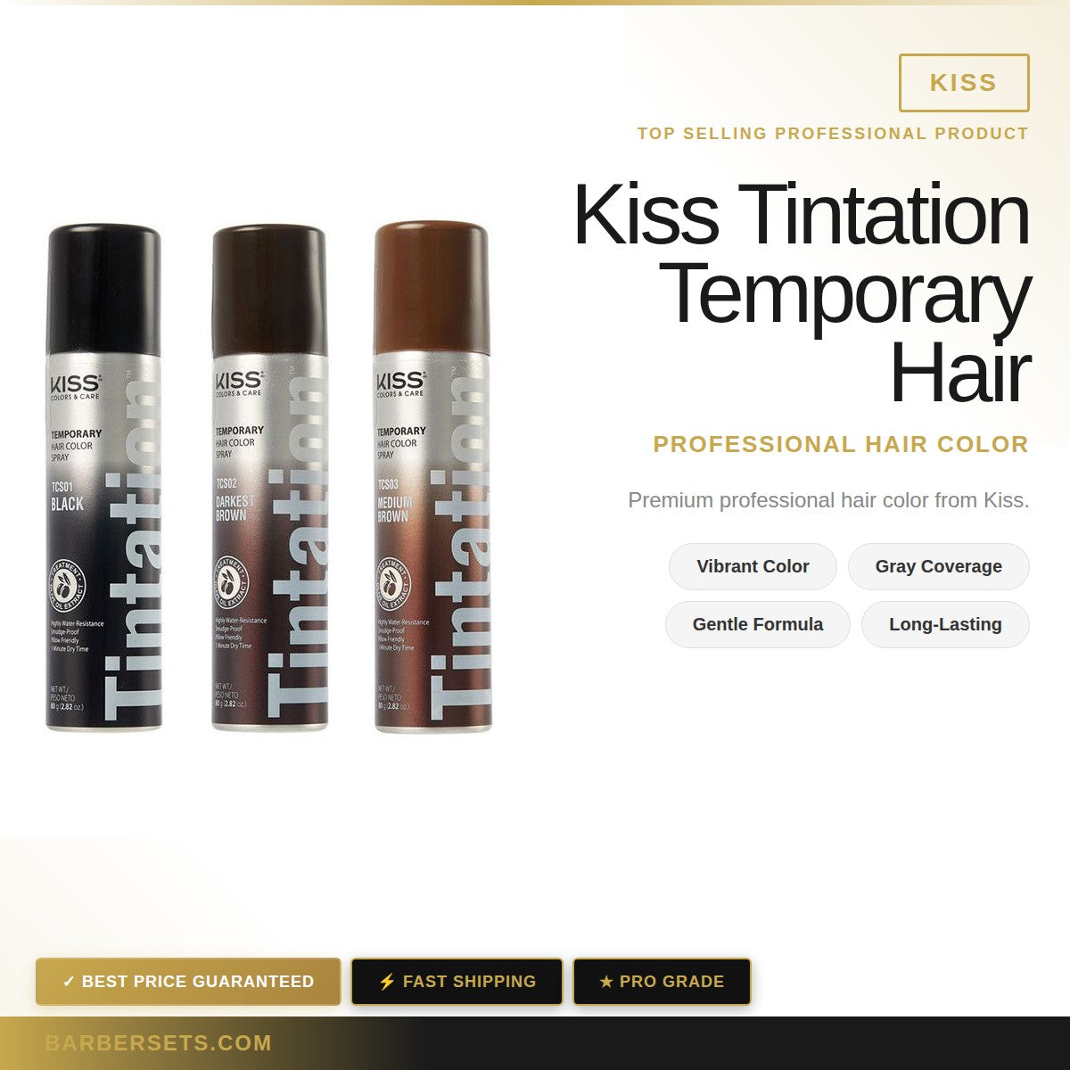 Kiss Tintation Temporary Hair Color Spray 1.5 oz (Black)