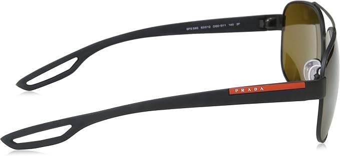 Prada SPS 58Q DG0-5Y1 - Black Rubber-Brown Polarized by Prada for Men - 60-12-140 mm Sunglasses