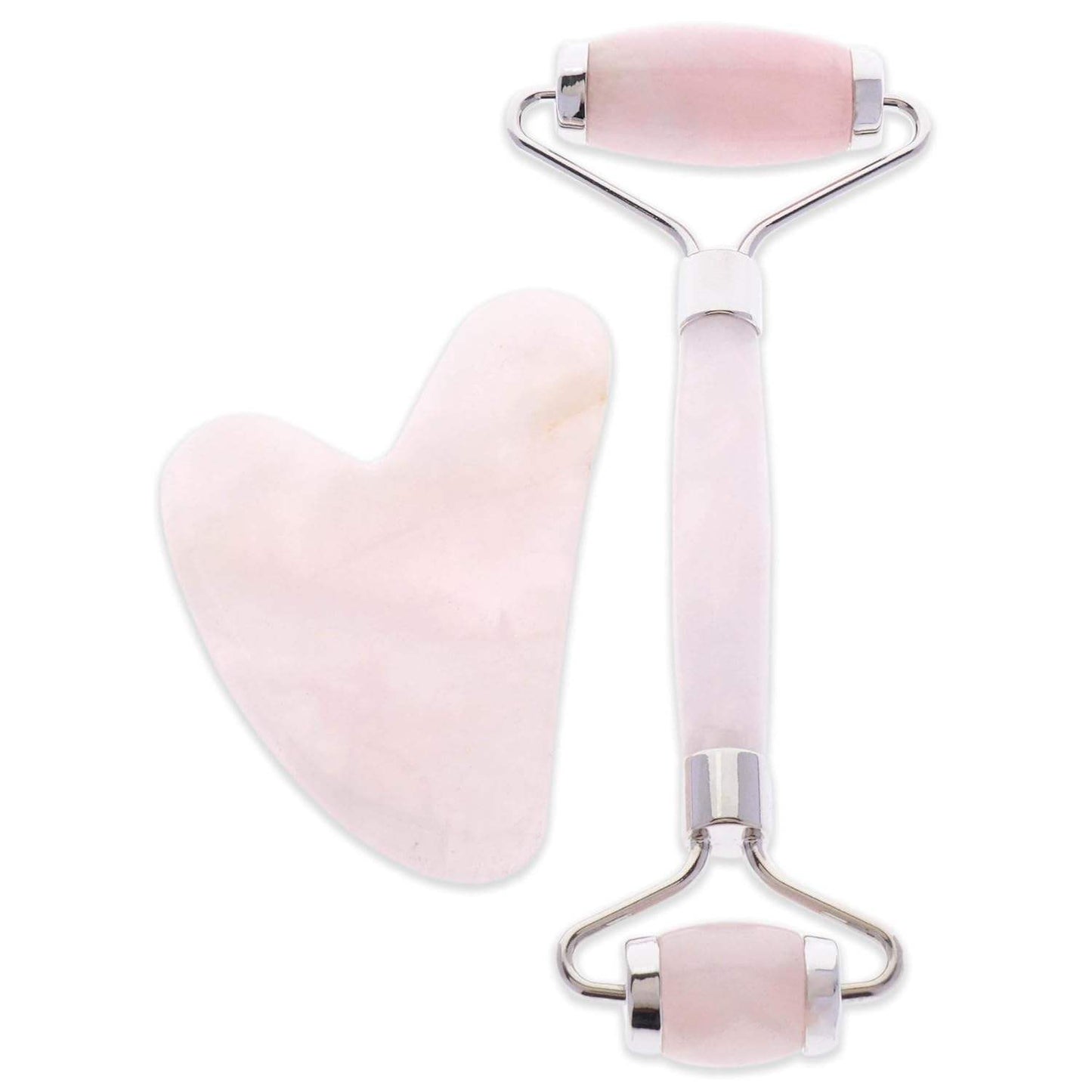 Anti-Ageing Facial Massage Tools by Cult51 for Unisex - 2 Pc Pure Rose Quartz Roller, Gua Sha Tool