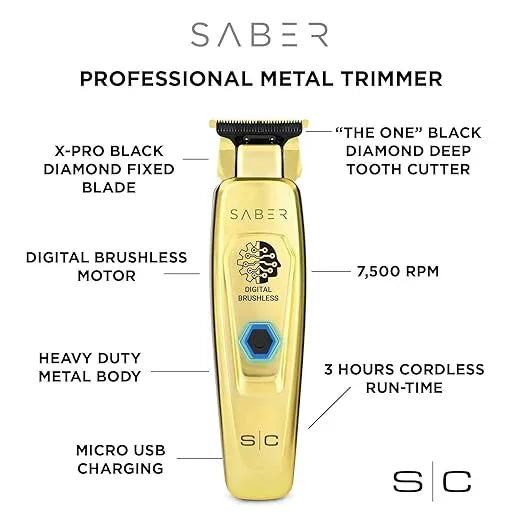StyleCraft Saber Full Metal Body Digital Brushless Motor Cordless Trimmer
