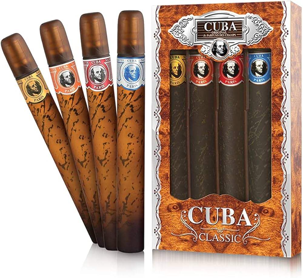 Cuba by Cuba for Men - 4 Pc Gift Set 1.17oz Cuba Gold, 1.17oz Cuba Blue, 1.17oz Cuba Red, 1.17oz Cuba Orange