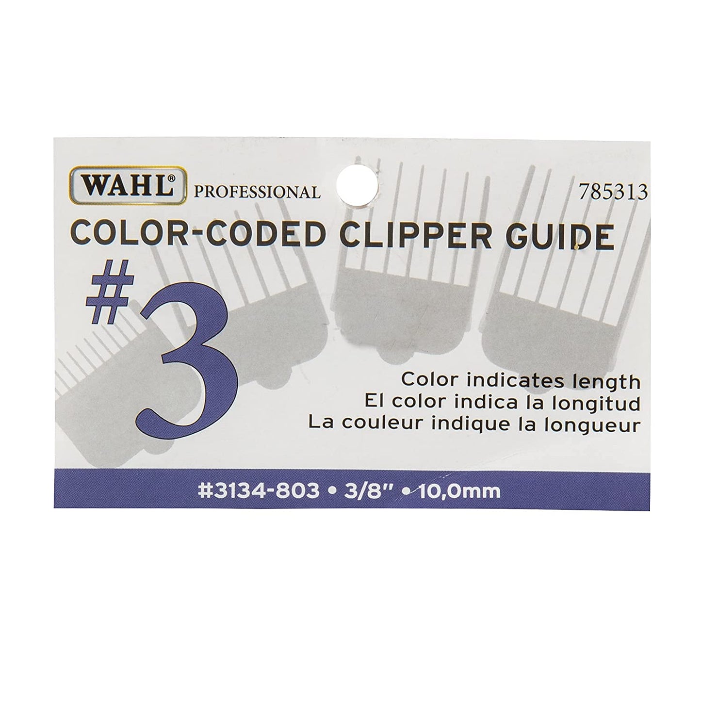 Wahl #3 Color-Coded Nylon Cutting Guide Comb - Blue (3/8")