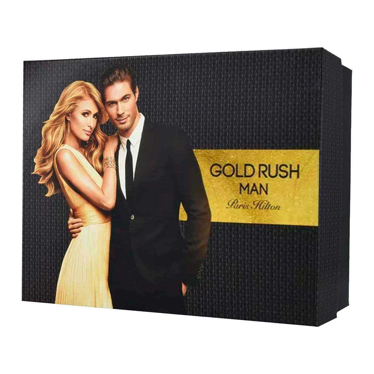 Gold Rush Man by Paris Hilton for Men - 4 Pc Gift Set 3.4oz EDT Spray, 0.5oz EDT Spray, 3.0oz Hair Body Wash, 2.75oz Alcohol Free Deodorant Stick