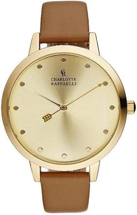 CRB005 La Basic - Gold/Brown Leather Strap Watch by Charlotte Raffaelli for Women - 1 Pc Watch