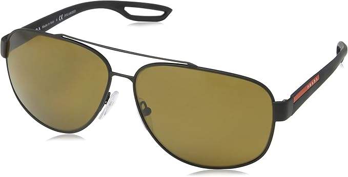 Prada SPS 58Q DG0-5Y1 - Black Rubber-Brown Polarized by Prada for Men - 60-12-140 mm Sunglasses