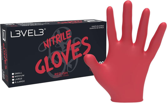 LV3 Nitrile Gloves (100ct) - Red Large Large