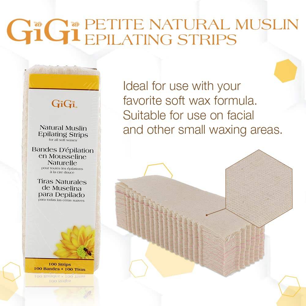 Gigi Small Natural Muslin Strips-100Pk