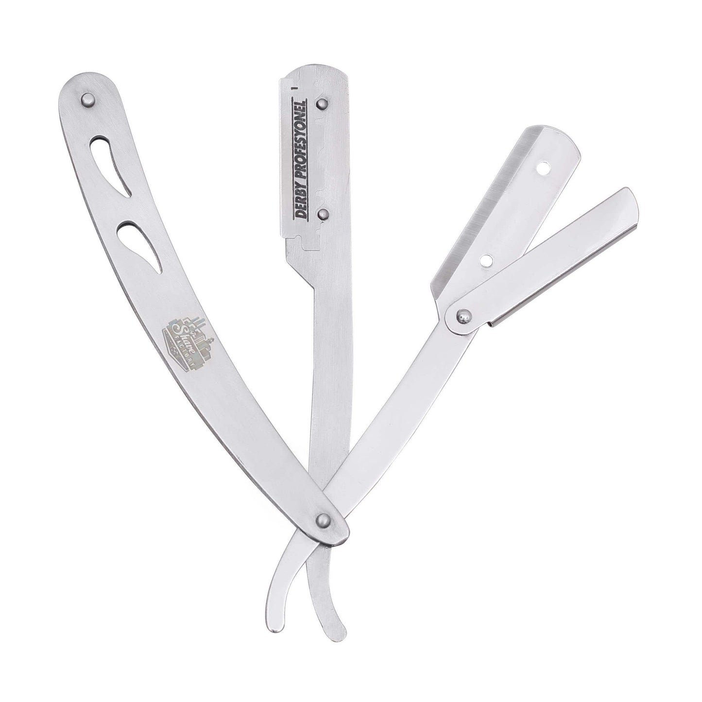 The Shave Factory Straight Edge Razor Kit (Steel Razor / 300 Derby Professional Single Edge Razor Blades) - BarberSets