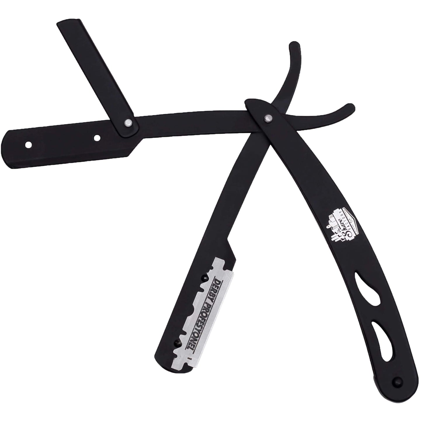 The Shave Factory Straight Edge Razor Kit (Black / 200 Derby Professional Single Edge Razor Blades) - BarberSets