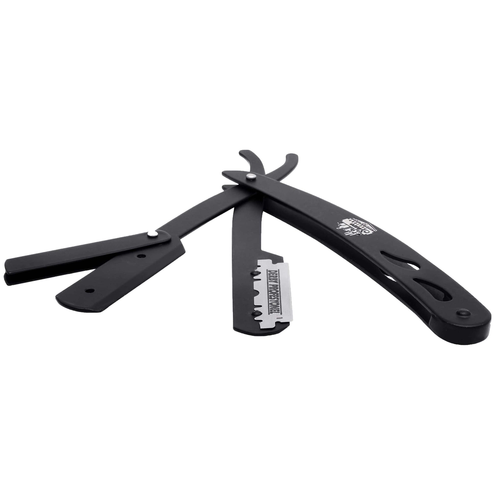 The Shave Factory Straight Edge Razor Kit (Black / 200 Derby Professional Single Edge Razor Blades) - BarberSets