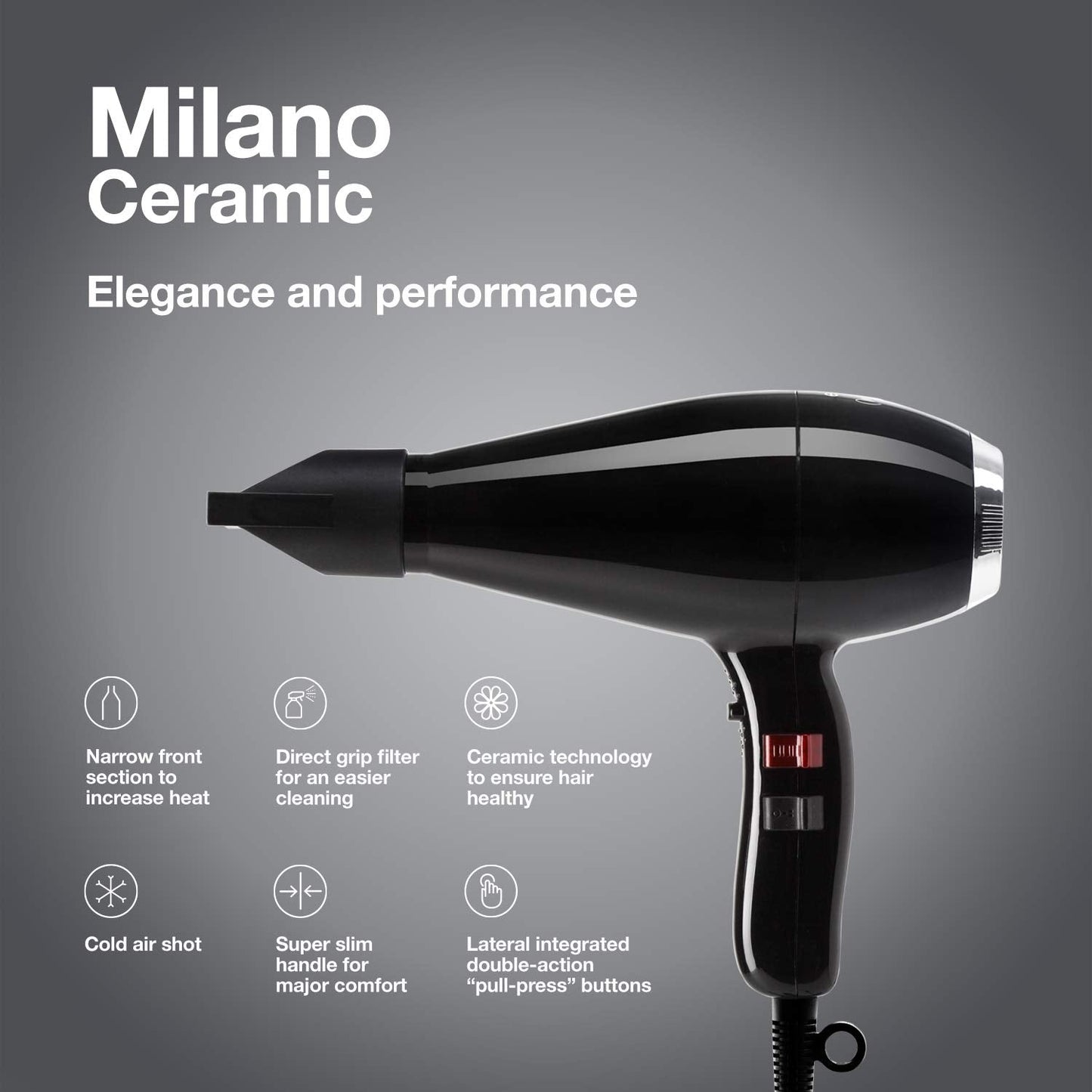 Elchim Milano Ceramic Hair Dryer - Black