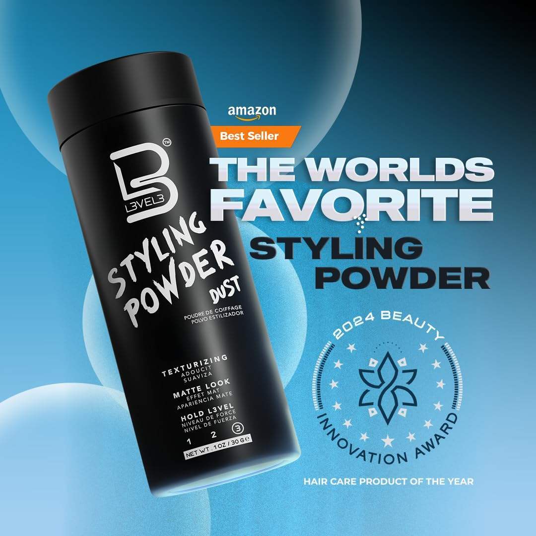 L3 Level3 Styling Powder - Natural Look Mens Powder - Easy to Apply with No Oil or Greasy Residue- 30 Grams(1 oz.)
