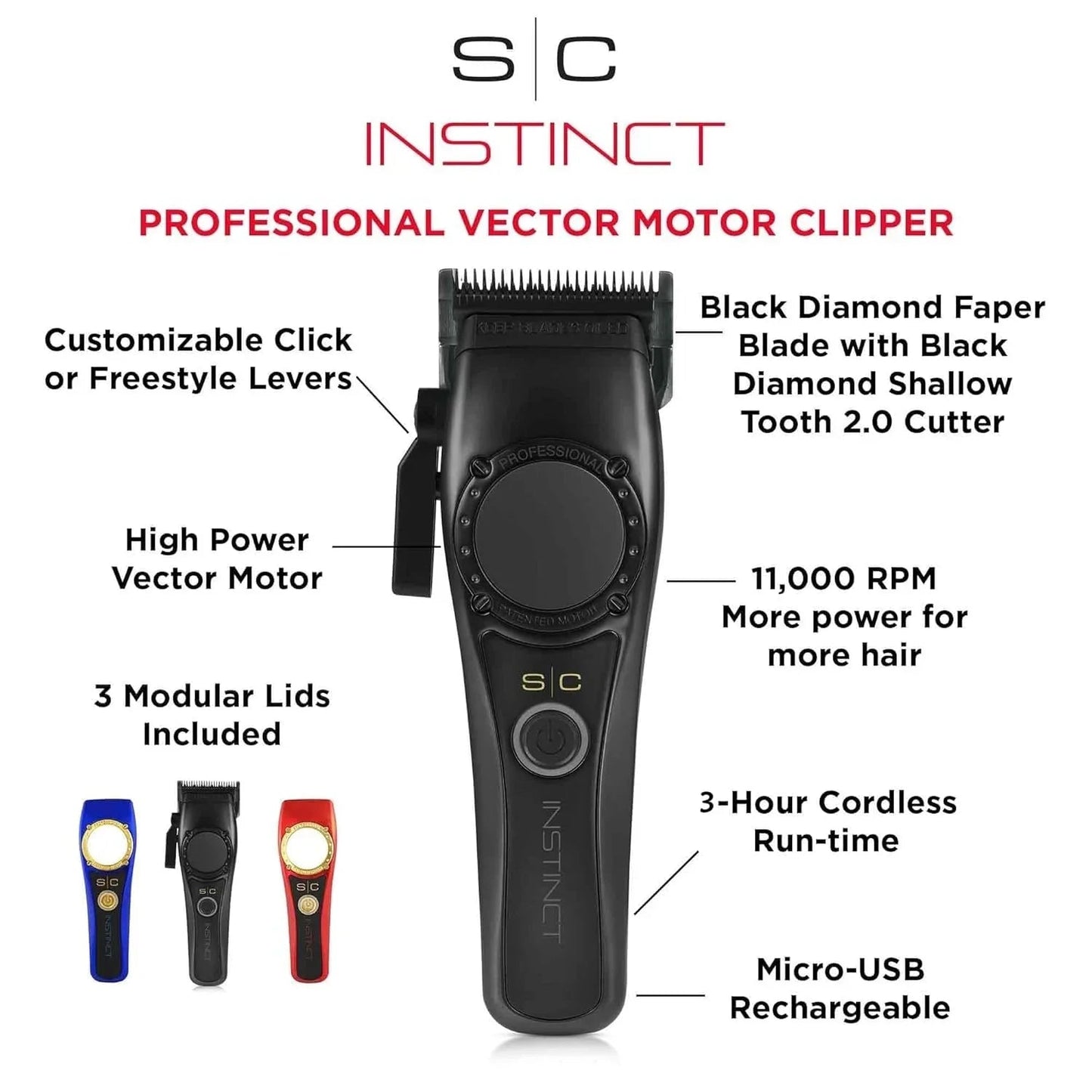 Stylecraft Instinct Professional IN2 Vector Motor Cordless Hair Clipper with Intuitive Torque