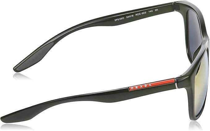 Prada SPS 03O ROS-2D2 - Military Green Semi Shiny-Grey-Rose Gold by Prada for Men - 55-18-140 mm Sunglasses