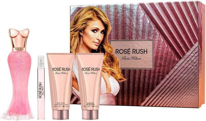 Rose Rush by Paris Hilton for Women - 4 Pc Gift Set 3.4oz EDP Spray, 3.0oz Body Lotion, 3.0oz Shower Gel, 0.33oz EDP Spray