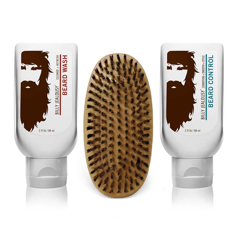 Beard Envy Kit by Billy Jealousy for Men - 3 Pc 3oz Beard Wash, 3oz Beard Control, Brush