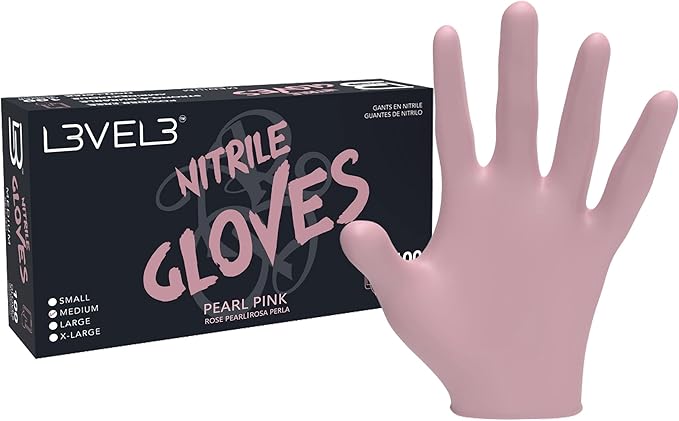 L3VEL3 Professional Nitrile Gloves Pink - 100 ct