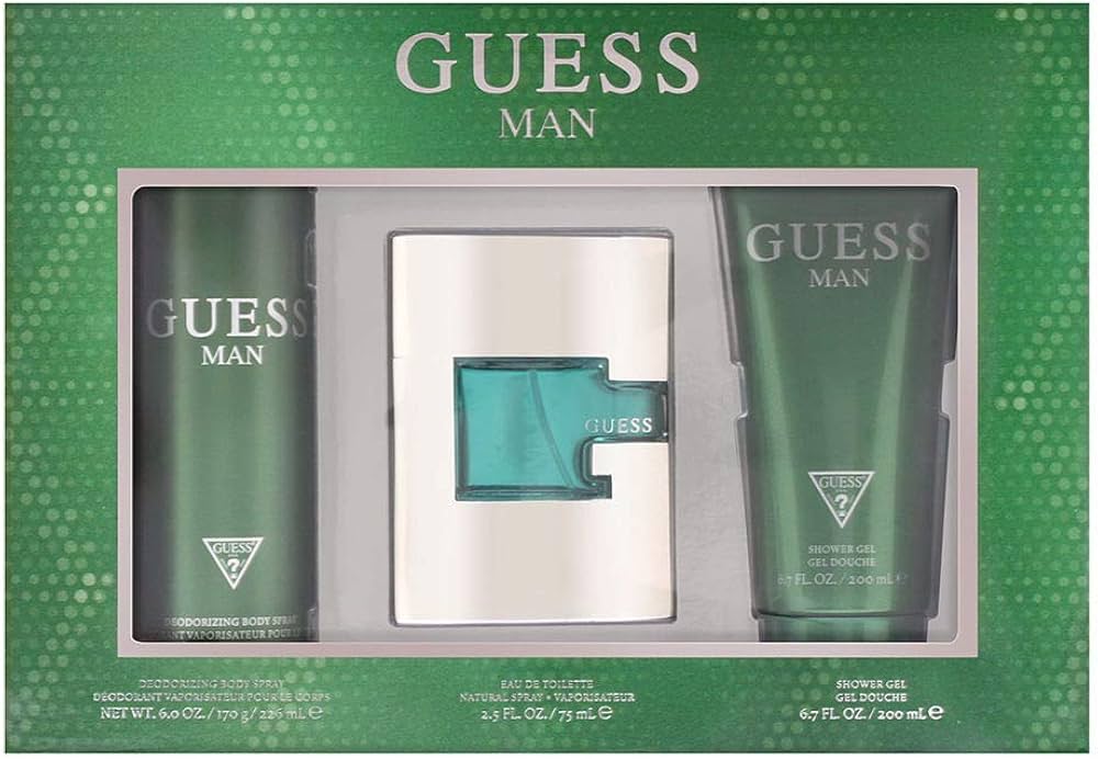 Guess Man by Guess for Men - 3 Pc Gift Set 2.5oz EDT Spray, 6oz Deodorizing Body Spray, 6.7oz Shower Gel
