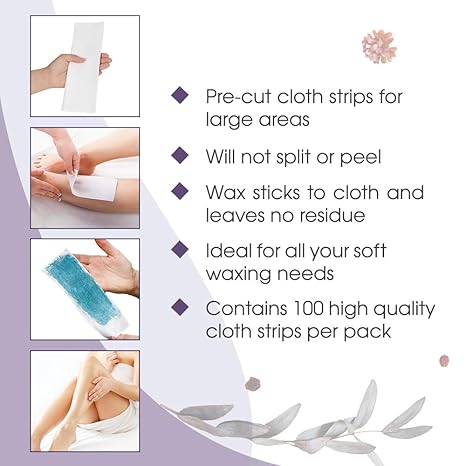 Non-woven Cloth Waxing Strips by Satin Smooth for Women - 100 Pack Strips