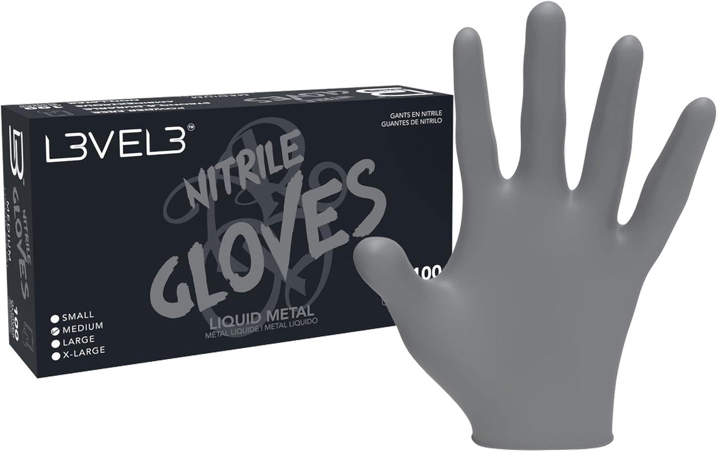 L3VEL3 Professional Nitrile Gloves Silver - 10 Pack, 1000 ct