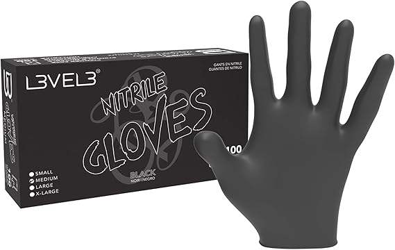 Level 3 Nitrile Gloves (100ct) - Black Large Large