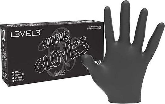 Level 3 Nitrile Gloves (100ct) - Black Large Large