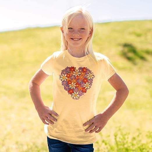 Kids Crew Tee - I Heart Flowers by DelSol for Kids - 1 Pc T-Shirt (YXS)