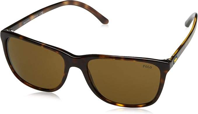 Polo Ralph Lauren PH 4108 5003-73 - Shiny Dark Havana-Olive Green by Ralph Lauren for Men - 57-17-145 mm Sunglasses