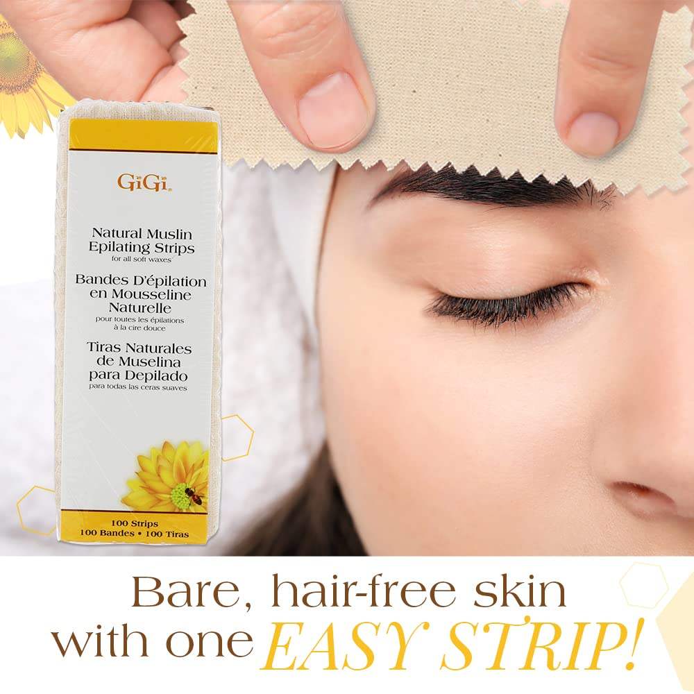 Gigi Small Natural Muslin Strips-100Pk