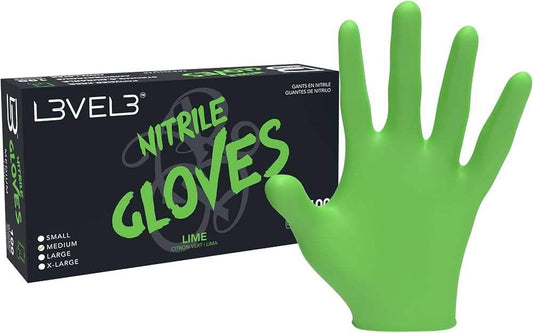 L3VEL3 Nitrile Gloves (100ct) - Lime Small Small