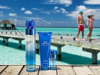 360 Very Blue by Perry Ellis for Men - 4 Pc Gift Set 3.4oz EDT Spray, 7.5ml EDT Spray, 6.8oz Body Spray, 3oz Shower Gel