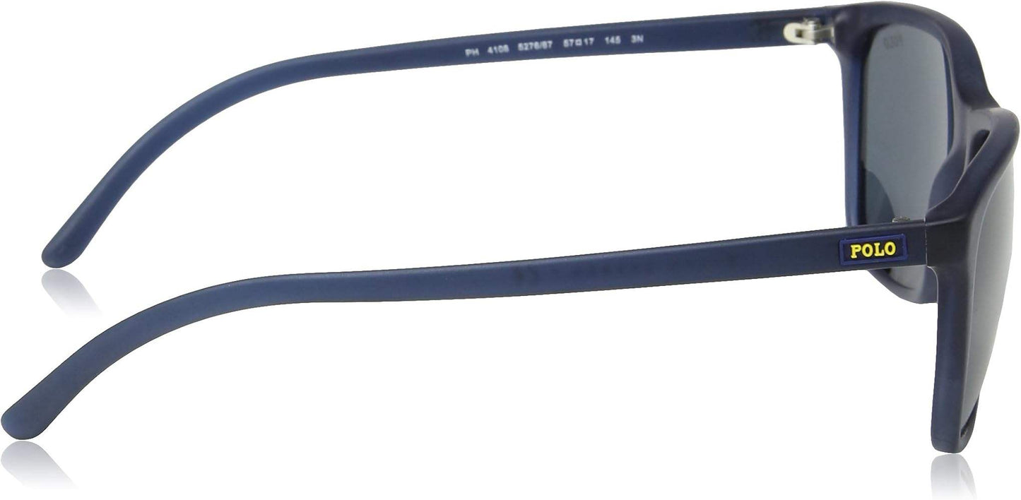 Polo Ralph Lauren PH 4108 5276-87 - Matte Crystal Blue-Blue Grey by Ralph Lauren for Men - 57-17-145 mm Sunglasses