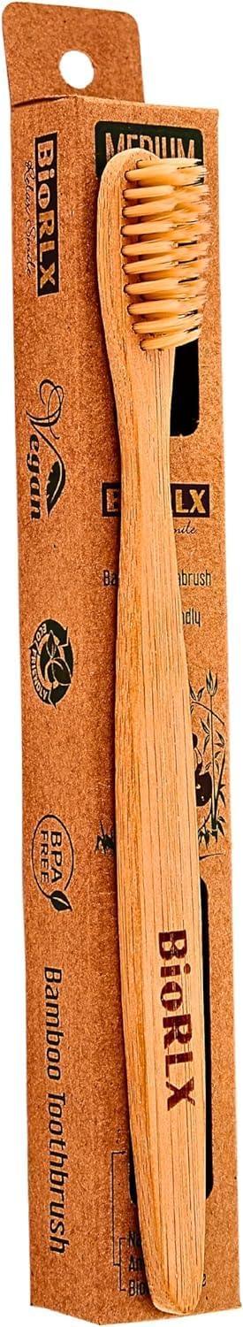 BioRLX Bamboo Toothbrush - Biodegradable Wooden Toothbrushes, Natural BPA Free