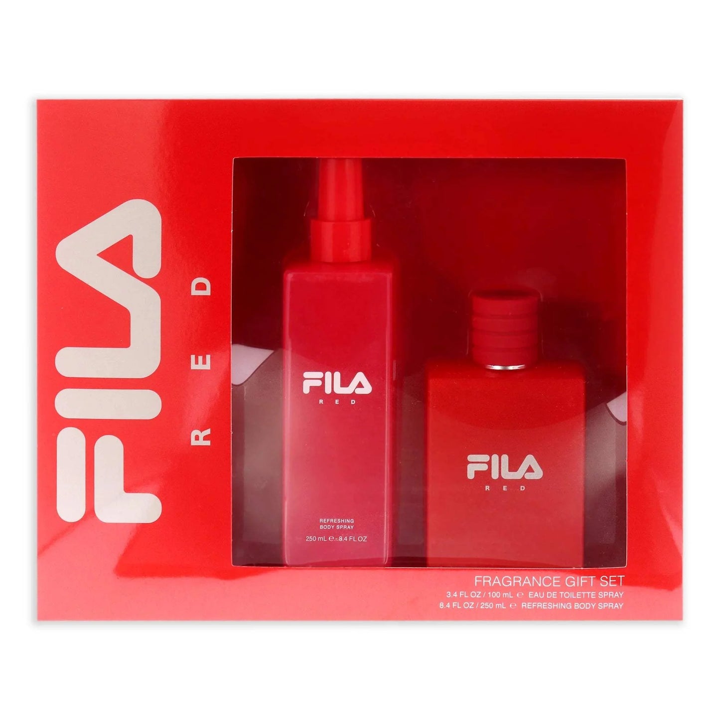 Fila Red by Fila for Men - 2 Pc Gift Set 3.4oz EDT Spray, 8.4oz Body Spray