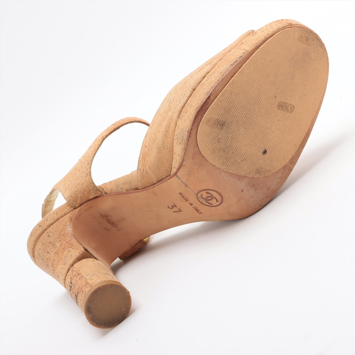 Chanel Strap Wine Cork Sandal Beige