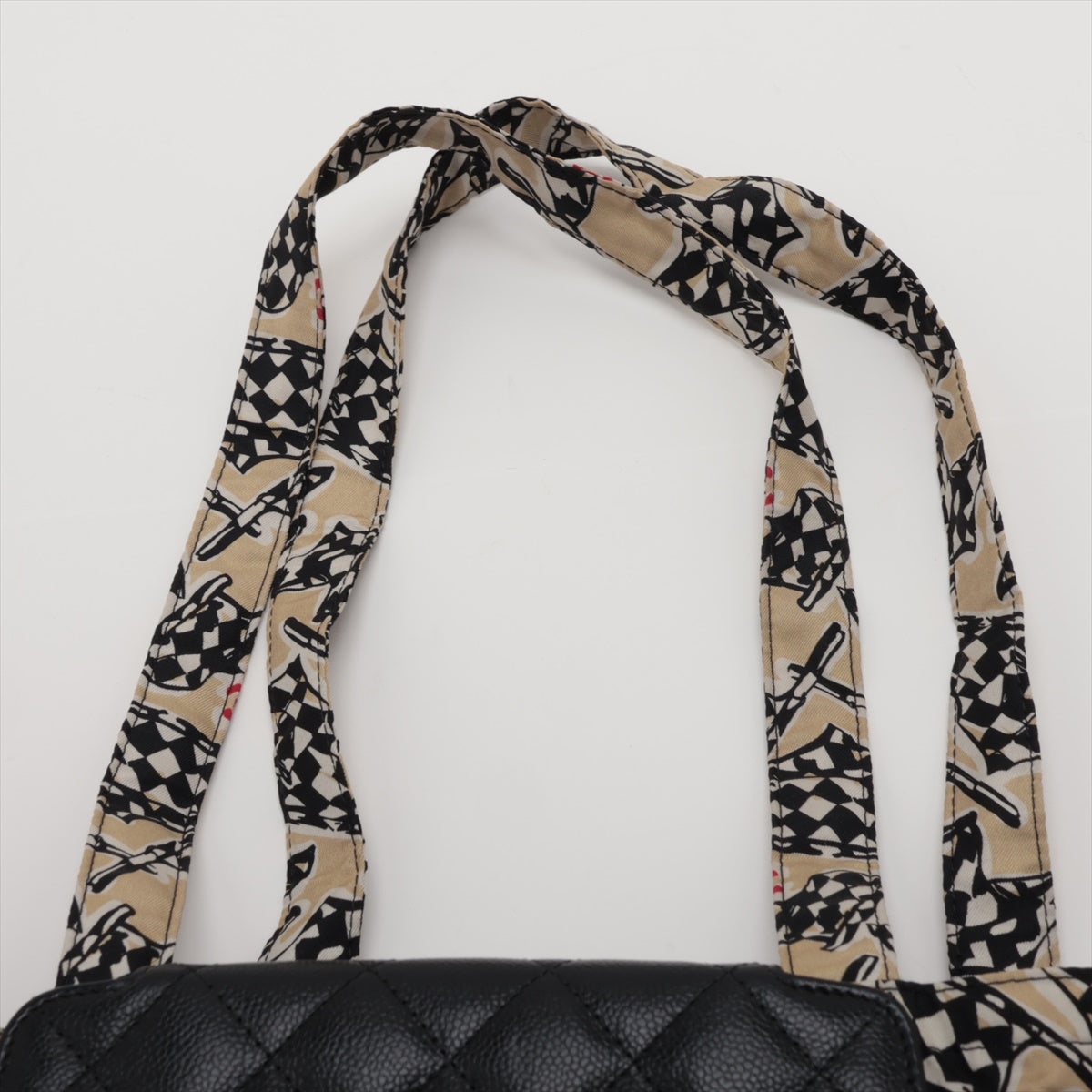 Chanel Racer Flag Print Canvas Tote Bag Beige