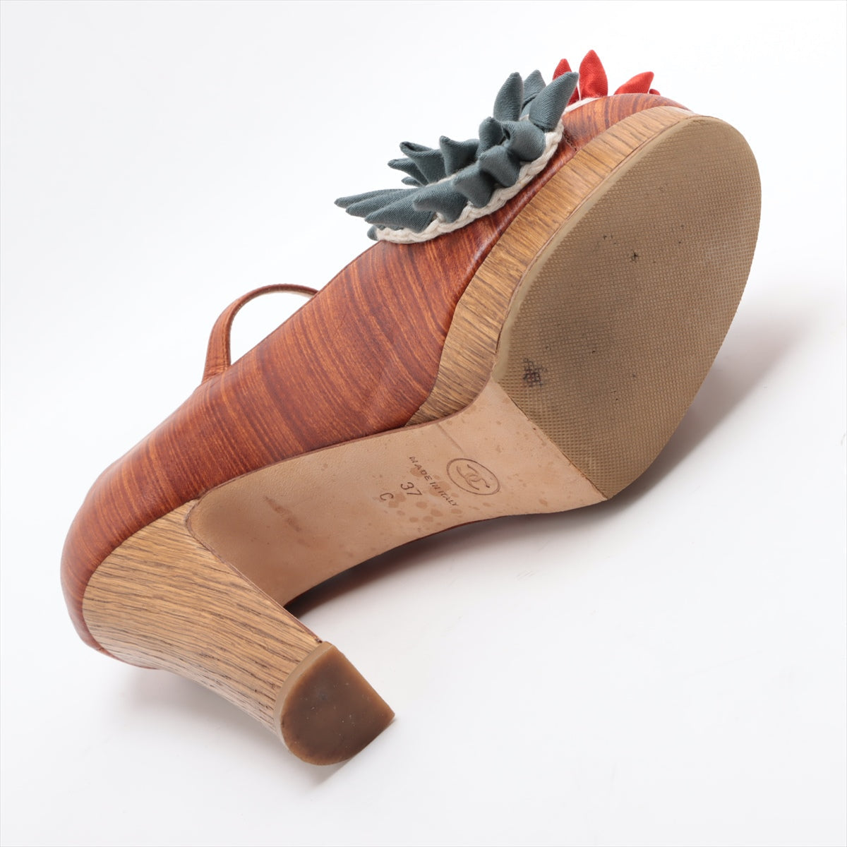 Chanel Rare Multicolor Floral Wood Pumps Limited Edition