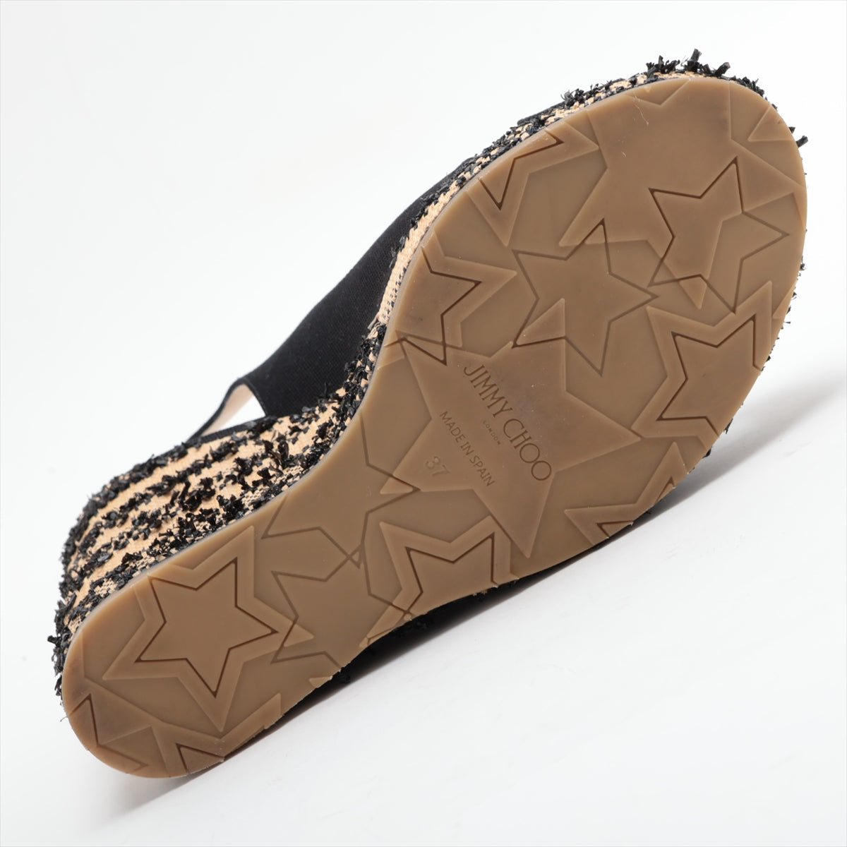 Jimmy Choo Canvas Leather Wedge Sandal Black