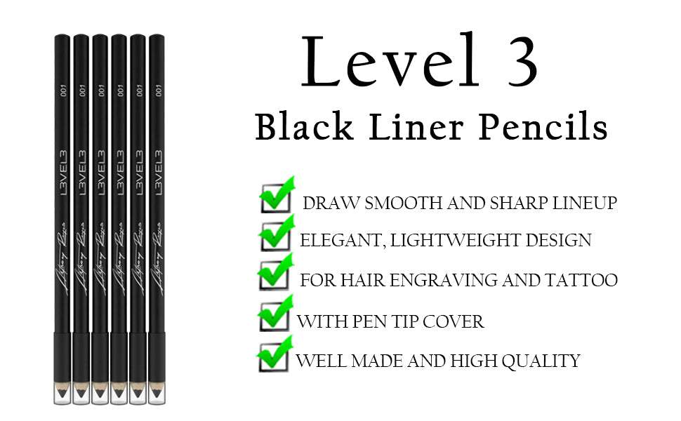 Lv3 6Pc Liner Pencils Black L3-EP1002BL-6PK