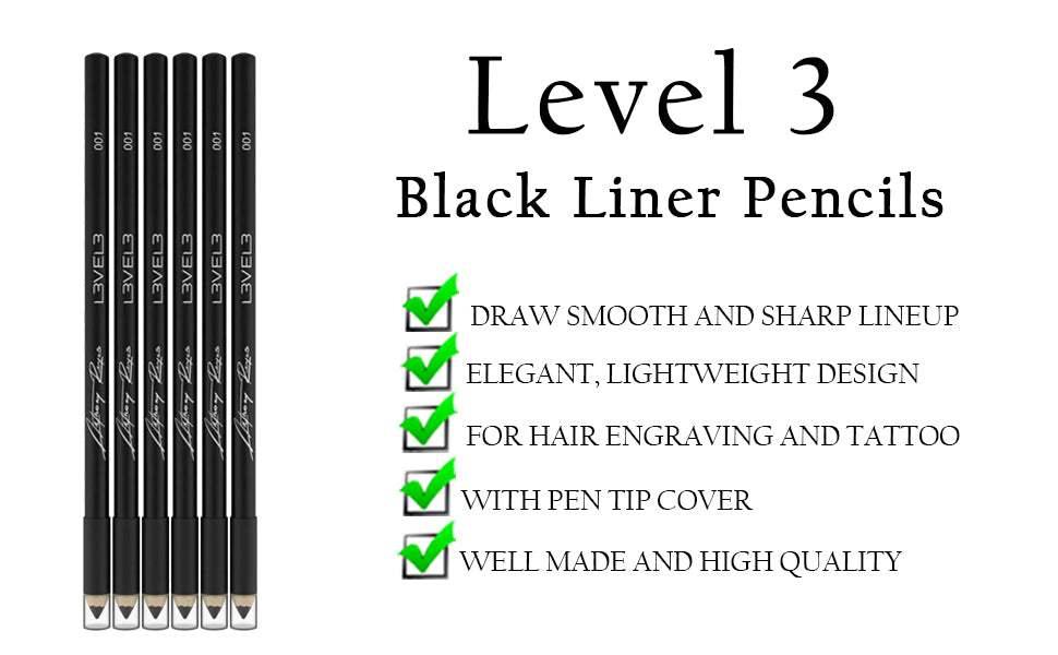 L3VEL3 6Pc Liner Pencils Black L3-EP1002BL-6PK