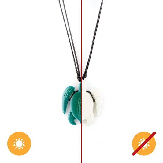 Color-Changing Necklace - Turtle - White to Green by DeSol for Women - 1 Pc Necklace