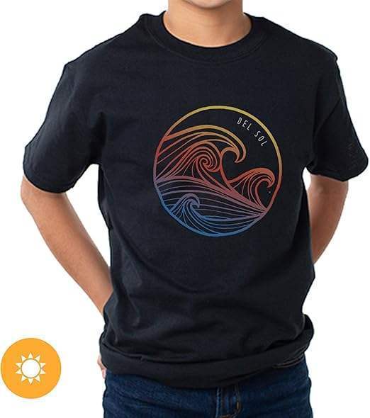 Men Crew Tee - Waves- Black by DelSol for Men - 1 Pc T-Shirt (YS)