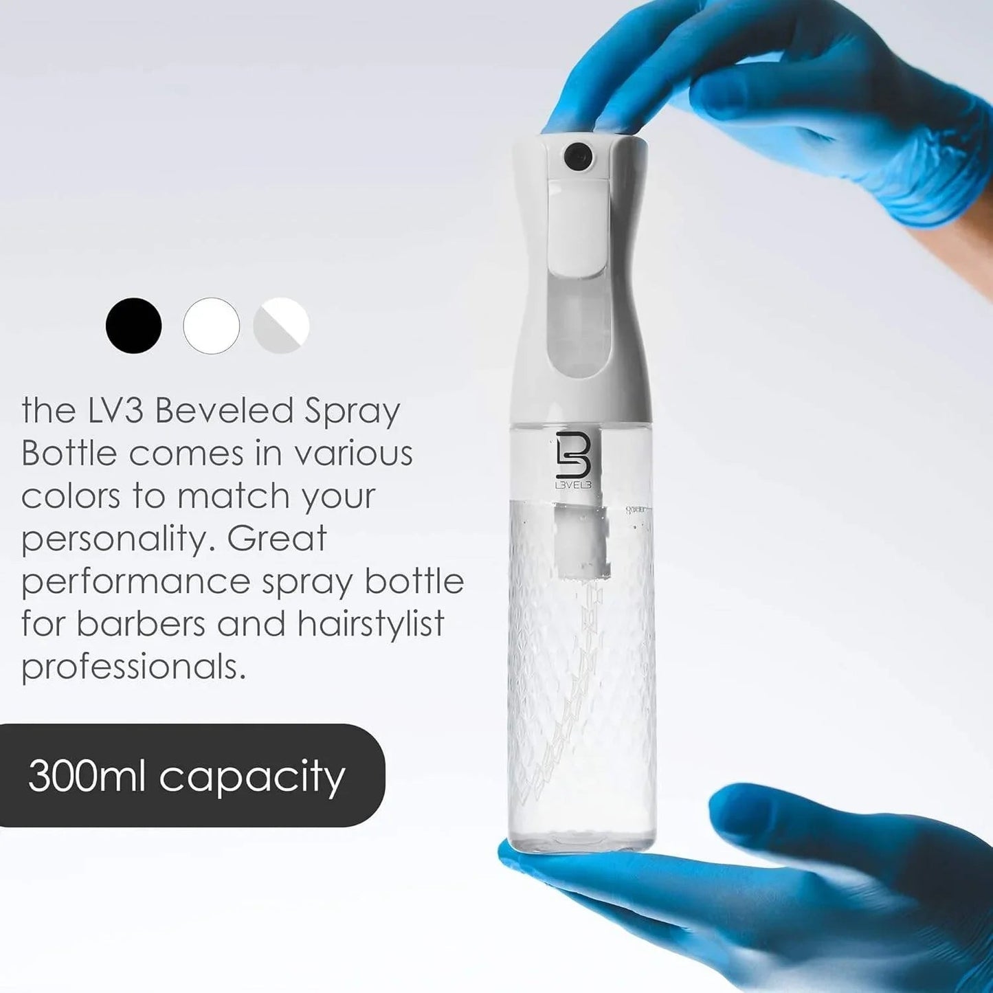 L3VEL3 Beveled Spray Bottle (White/Clear)