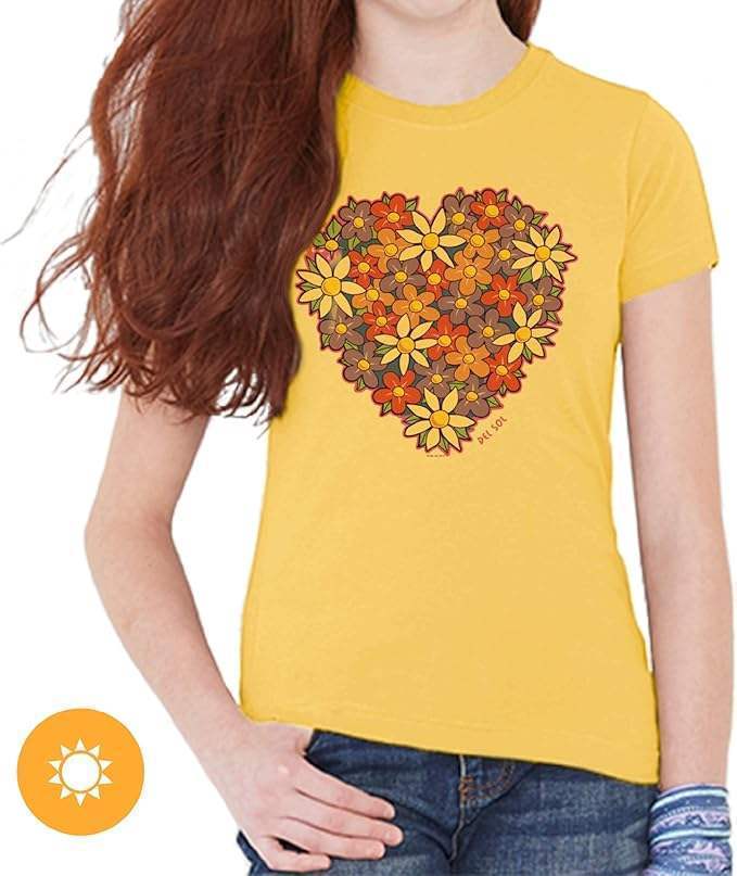 Kids Crew Tee - I Heart Flowers by DelSol for Kids - 1 Pc T-Shirt (YS)