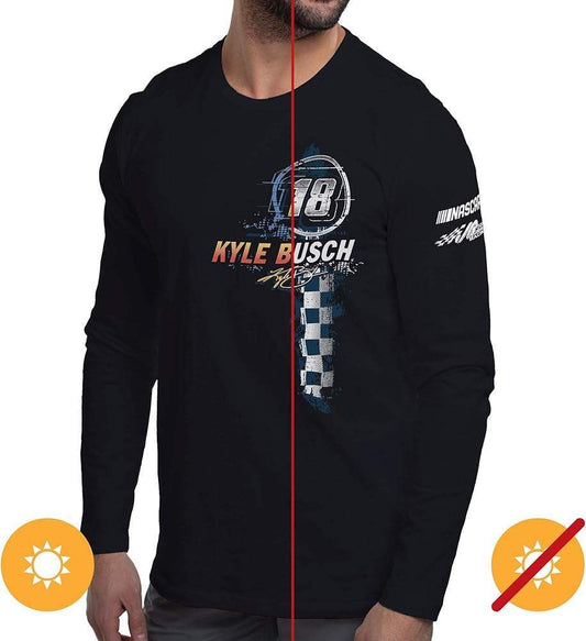 NASCAR Mens Classic Long Sleeve Crew Tee - Kyle Busch - 8 Black by DelSol for Men - 1 Pc T-Shirt (S)
