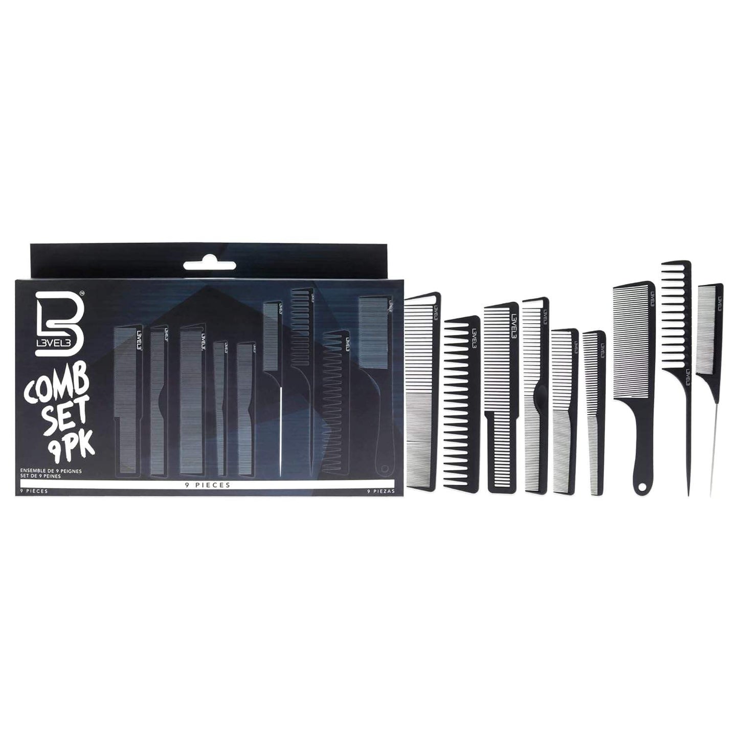 L3VEL3 Hair Comb Set - 9 Pack