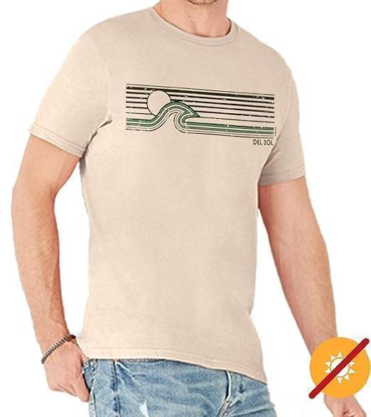 Men Crew Tee - Sunset Wave - Grey by DelSol for Men - 1 Pc T-Shirt (Large)