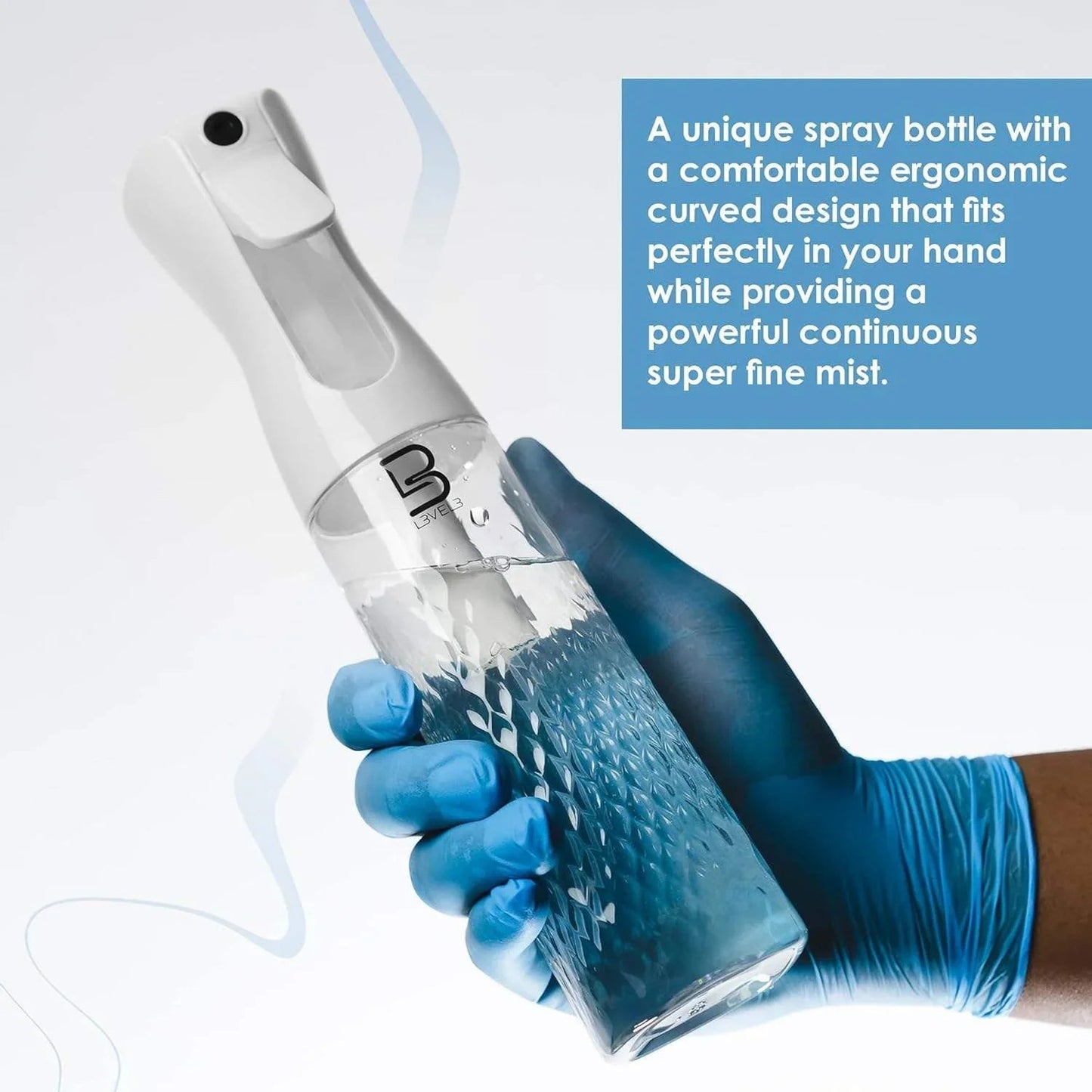 L3VEL3 Beveled Spray Bottle (White/Clear)