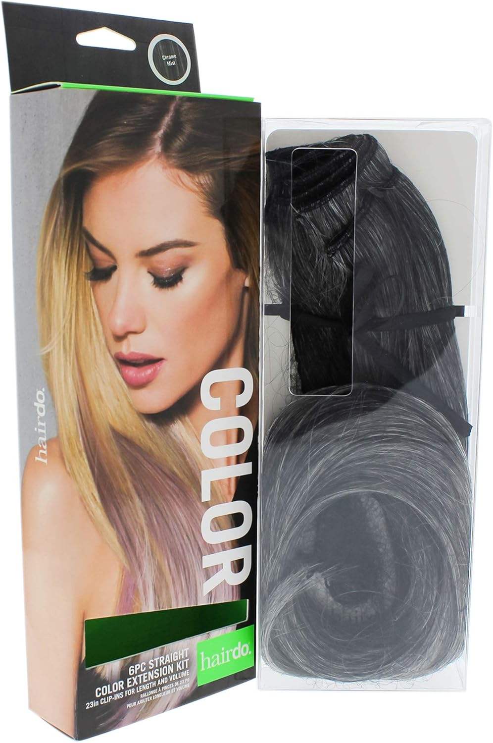 Straight Color Extension Kit - Chrome Mist by Hairdo for Women - 6 x 23 Inch Hair Extension