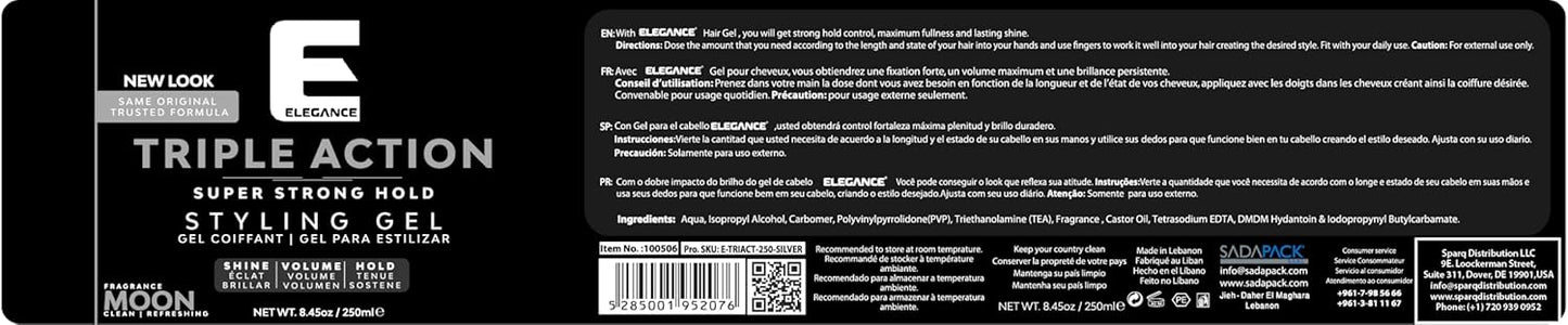 Elegance Triple Action Hair Styling Gel - Moon 8.45 oz